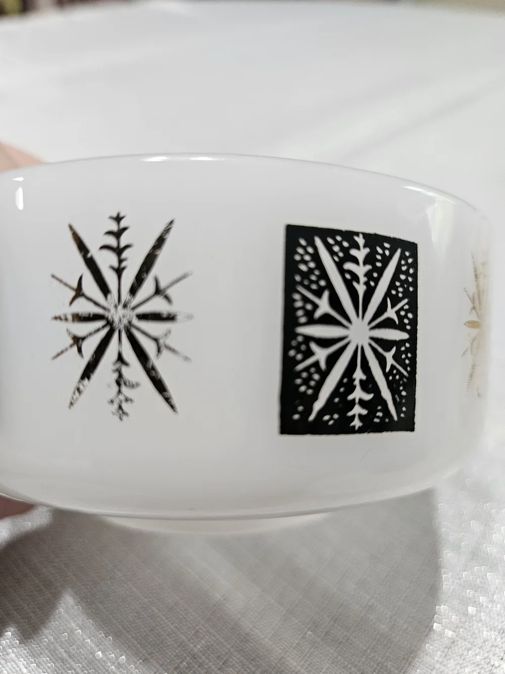 Federal Glass Atomic Starburst Milk Glass Bowl